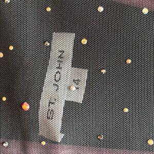 St. John Black ChiffonTop with Rainbow colored Swarovski Crystals